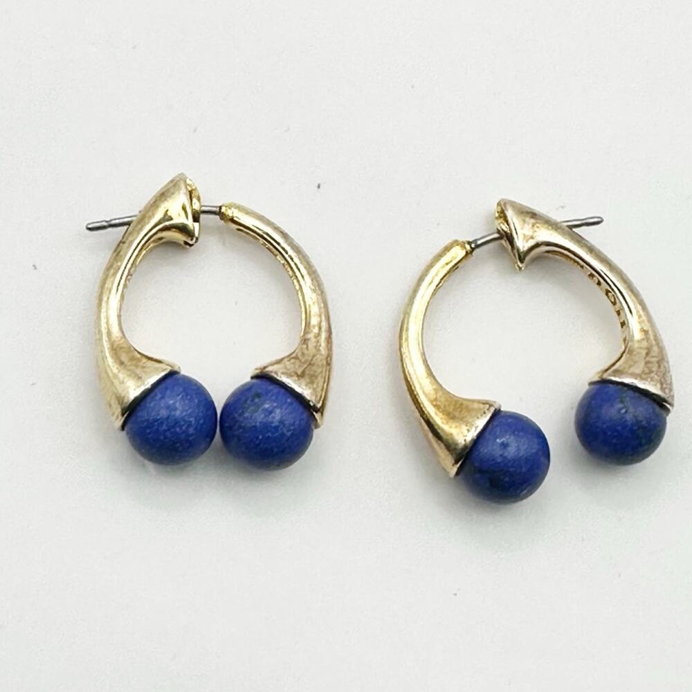 nOir Jewelry Blue Double Sided Earring Gold tone Minimalist Casual Modern